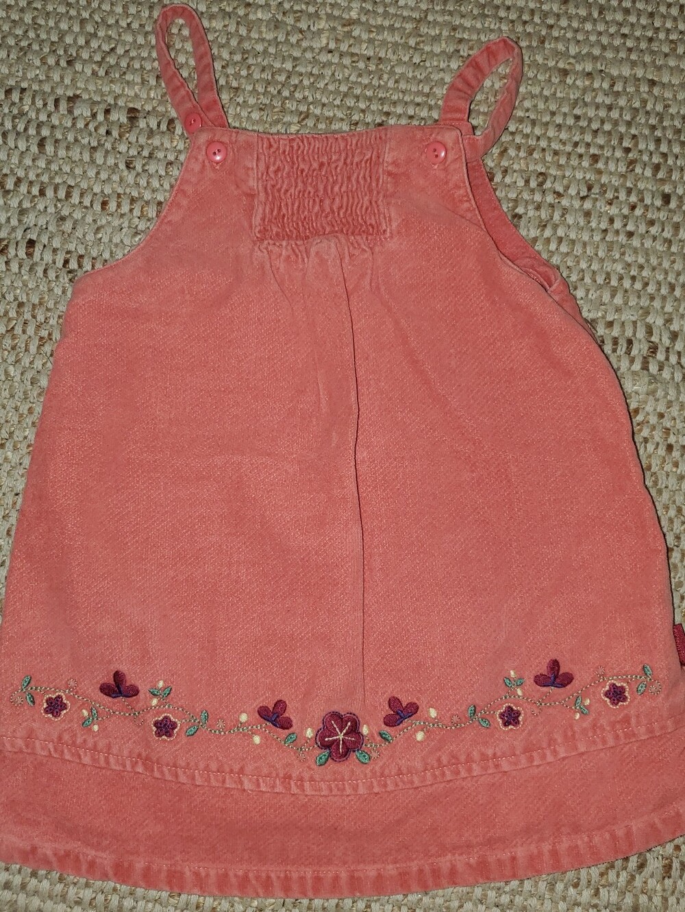 3T Kids Coral Embroidered Overall Dress